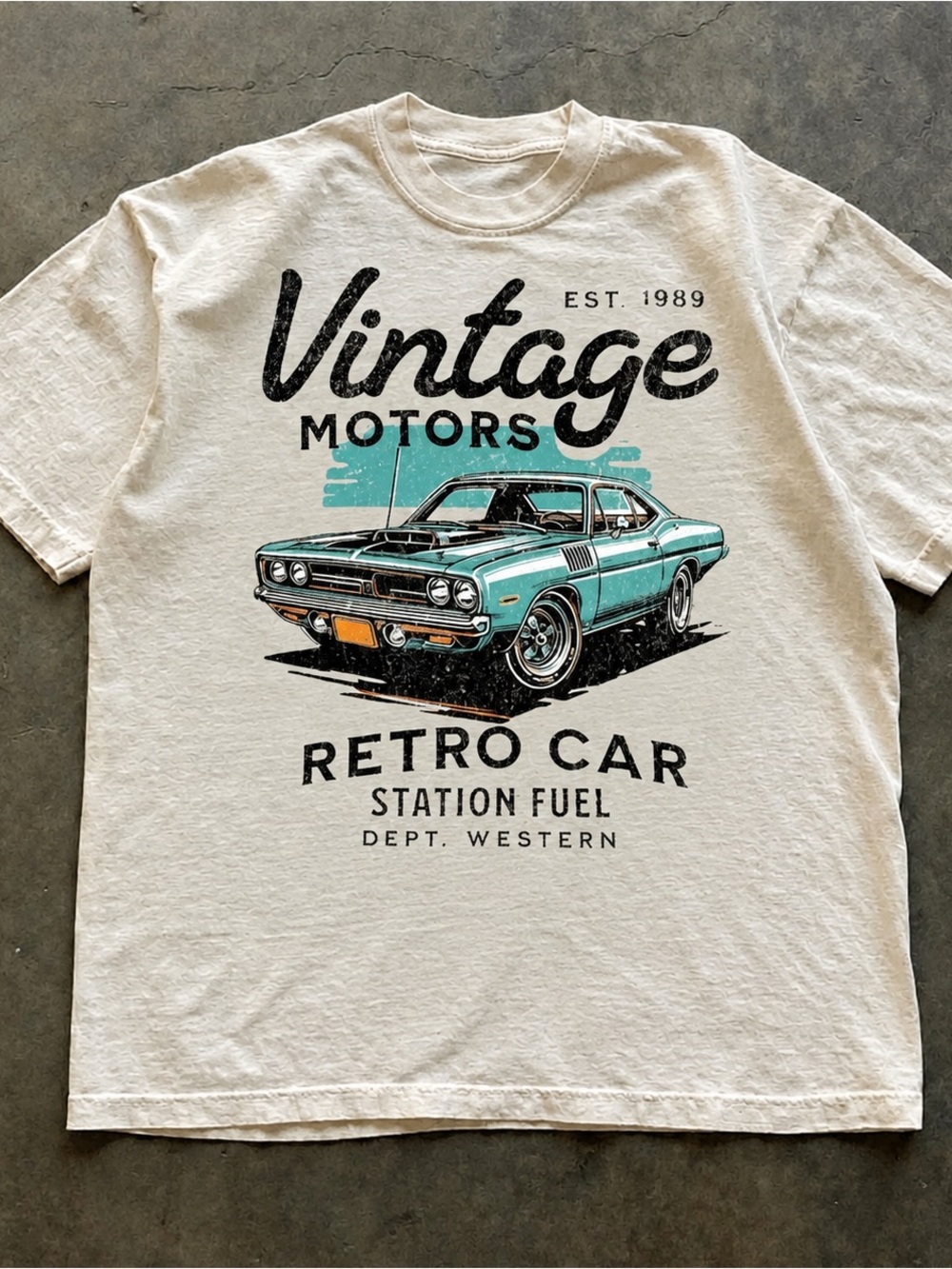 Retro Motors Car Shirt, Classic Automotive Graphic Tee - Off White Unisex